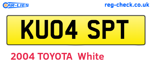 KU04SPT are the vehicle registration plates.