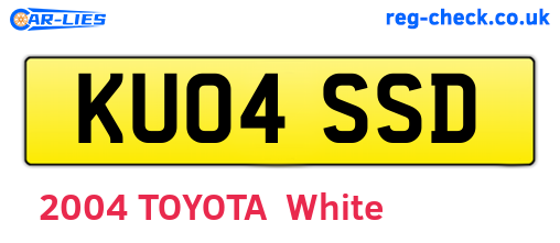 KU04SSD are the vehicle registration plates.