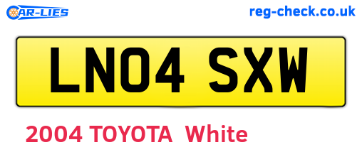 LN04SXW are the vehicle registration plates.