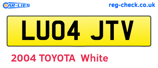 LU04JTV are the vehicle registration plates.