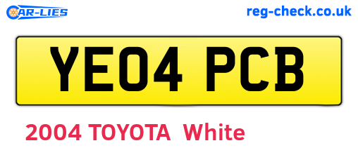 YE04PCB are the vehicle registration plates.