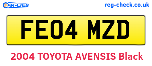 FE04MZD are the vehicle registration plates.