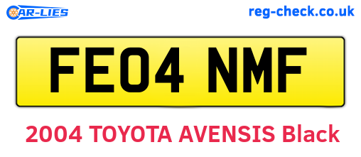 FE04NMF are the vehicle registration plates.