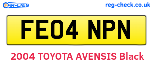FE04NPN are the vehicle registration plates.