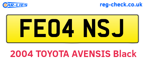 FE04NSJ are the vehicle registration plates.
