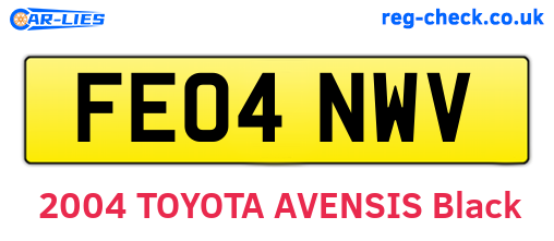 FE04NWV are the vehicle registration plates.