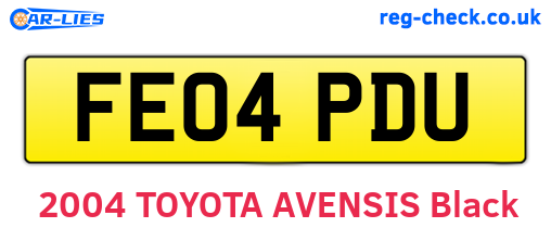 FE04PDU are the vehicle registration plates.