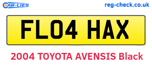 FL04HAX are the vehicle registration plates.