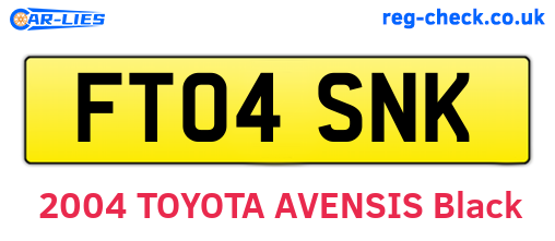 FT04SNK are the vehicle registration plates.