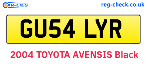 GU54LYR are the vehicle registration plates.