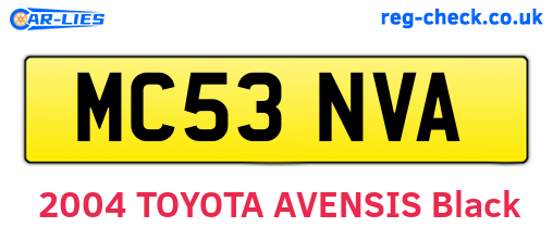 MC53NVA are the vehicle registration plates.