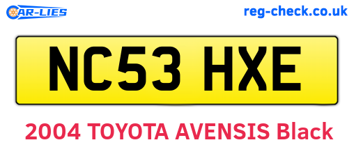 NC53HXE are the vehicle registration plates.