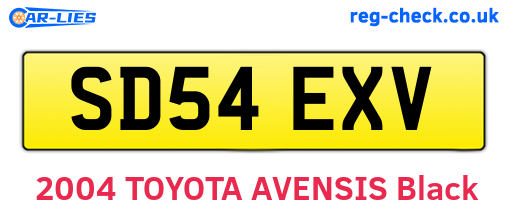 SD54EXV are the vehicle registration plates.