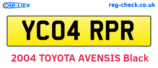 YC04RPR are the vehicle registration plates.