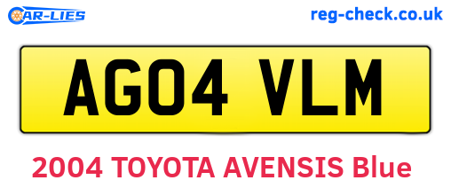 AG04VLM are the vehicle registration plates.