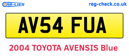 AV54FUA are the vehicle registration plates.