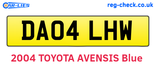 DA04LHW are the vehicle registration plates.