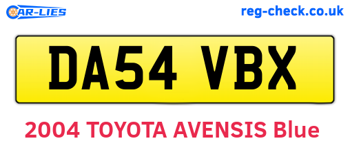 DA54VBX are the vehicle registration plates.