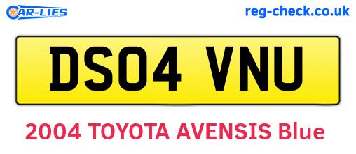 DS04VNU are the vehicle registration plates.
