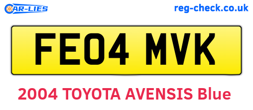 FE04MVK are the vehicle registration plates.