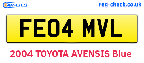 FE04MVL are the vehicle registration plates.
