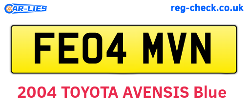 FE04MVN are the vehicle registration plates.