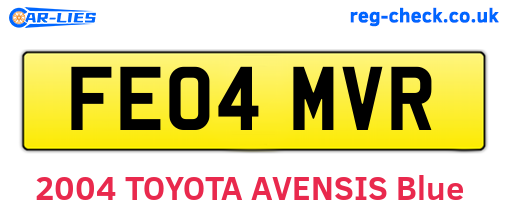 FE04MVR are the vehicle registration plates.