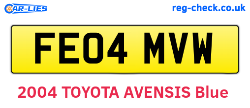 FE04MVW are the vehicle registration plates.