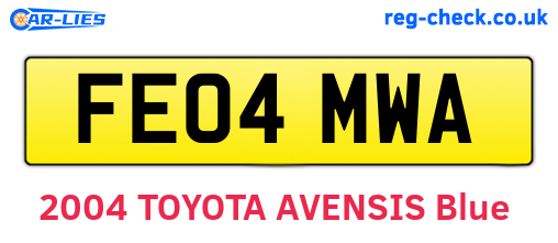 FE04MWA are the vehicle registration plates.