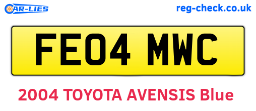 FE04MWC are the vehicle registration plates.