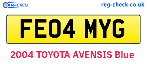 FE04MYG are the vehicle registration plates.