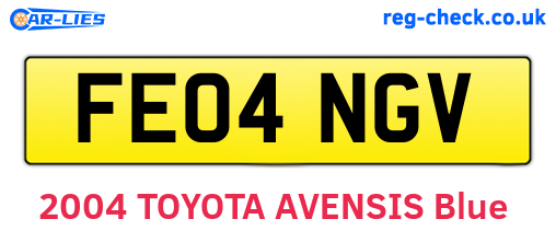 FE04NGV are the vehicle registration plates.