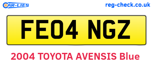 FE04NGZ are the vehicle registration plates.