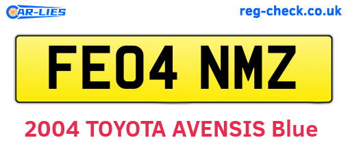 FE04NMZ are the vehicle registration plates.