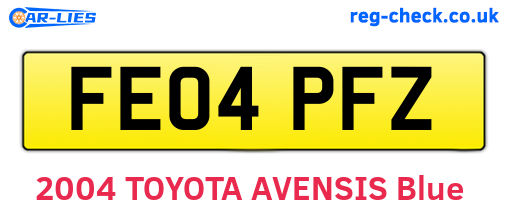 FE04PFZ are the vehicle registration plates.