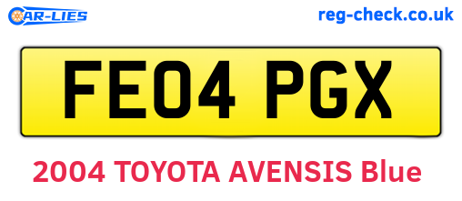 FE04PGX are the vehicle registration plates.