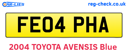 FE04PHA are the vehicle registration plates.