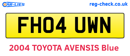 FH04UWN are the vehicle registration plates.
