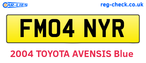 FM04NYR are the vehicle registration plates.
