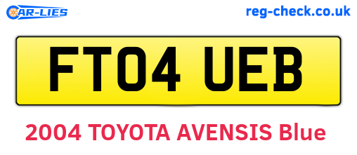 FT04UEB are the vehicle registration plates.