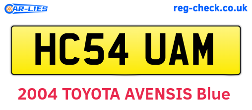 HC54UAM are the vehicle registration plates.