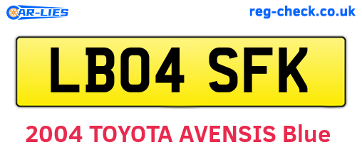LB04SFK are the vehicle registration plates.