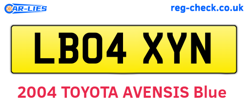 LB04XYN are the vehicle registration plates.