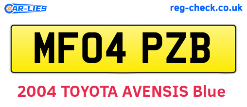 MF04PZB are the vehicle registration plates.