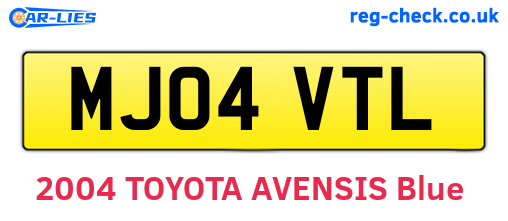 MJ04VTL are the vehicle registration plates.