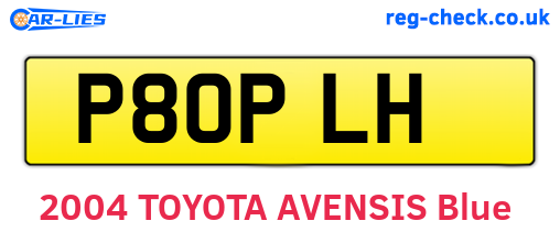 P80PLH are the vehicle registration plates.