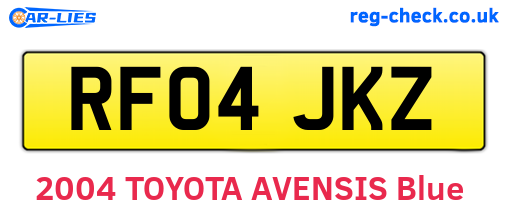 RF04JKZ are the vehicle registration plates.