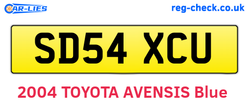 SD54XCU are the vehicle registration plates.