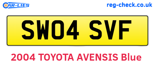 SW04SVF are the vehicle registration plates.