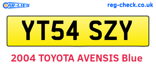 YT54SZY are the vehicle registration plates.